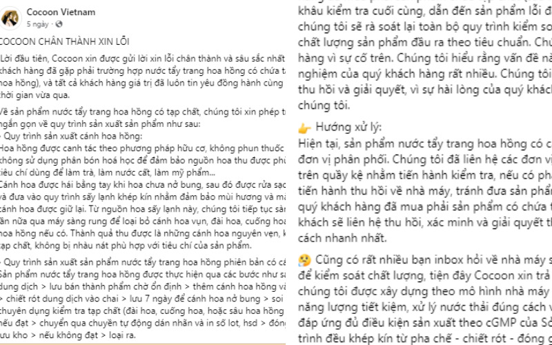 Lời xin lỗi của Cocoon Việt Nam