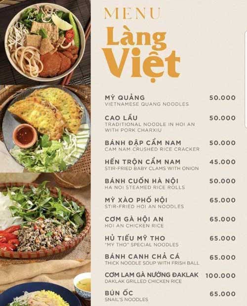 Menu đa dạng và phong phú với các món ăn từ Nam ra Bắc