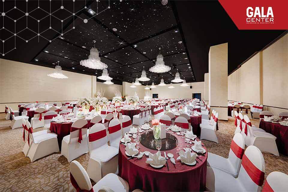 Sảnh tiệc cưới hiện đại cùng hệ thống ánh sáng sang trọng của nhà hàng Gala Center