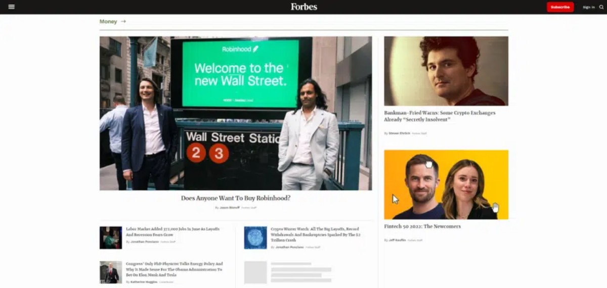 Forbes website phục vụ cho các doanh nhân 