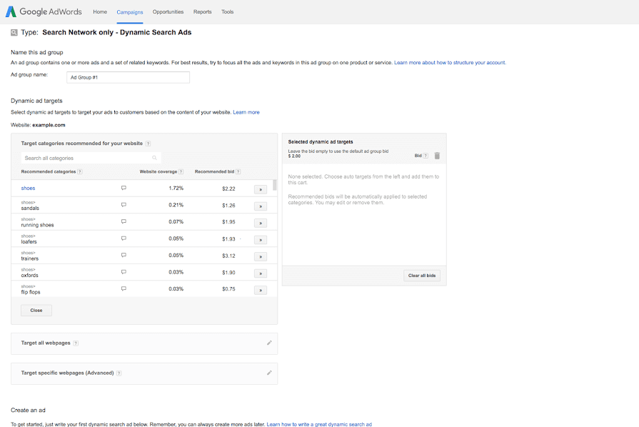 Hình 4: Danh sách web được Google nhắm mục tiêu cho Quảng cáo tìm kiếm động.