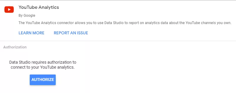 Hình 5: Data Studio có thể kết nối dữ liệu với Youtube Analytics