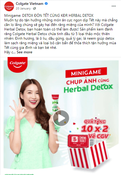 Colgate Vietnam tạo khá nhiều Minigame nhằm tăng tương tác với nhiều đối tượng khách hàng