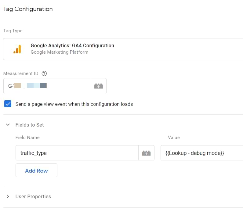 Hình 13: Thiết lập tag cấu hình Google Analytics 4