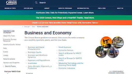 Hình 4: US Census Business Data là một công cụ nghiên cứu thị trường miễn phí.