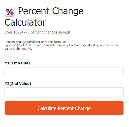 Hình 15: Percent Change Calculator giúp người dùng dễ dàng theo dõi số liệu dưới dạng tỷ lệ phần trăm