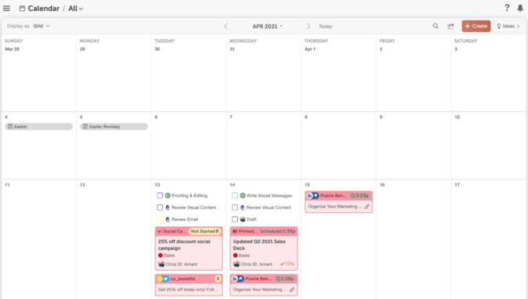 Hình 1: Ví dụ về một content calendar (Nguồn: CoSchedule)