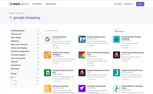 Hình 2: Tổng quan về ứng dụng Google Shopping trên cửa hàng ứng dụng Shopify