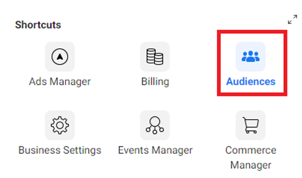 Hình 4: Tạo đối tượng tương tự bằng cách nhấp vào Audiences trên menu Ads Manager