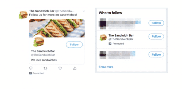 Ví dụ về tài khoản Twitter được quảng cáo