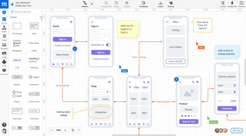 Hình 5: Ví dụ kiểm tra nhiều nguyên mẫu cùng lúc với Interactive Wireframes (Nguồn: Internet)