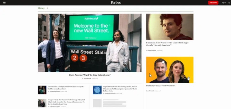 Hình 1: Forbes website phục vụ cho các doanh nhân (Nguồn: Internet)