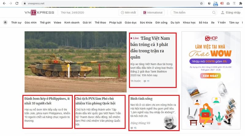 Hình 2: Phân tích các đường link trên website