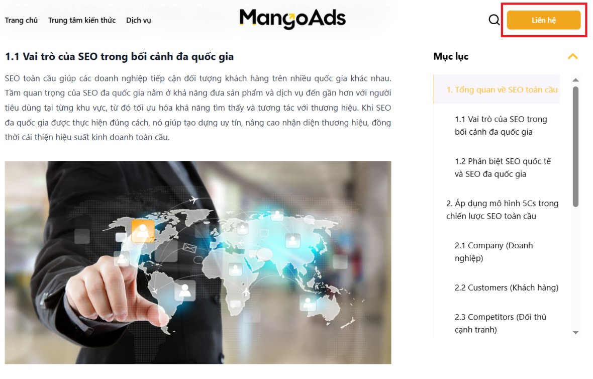 CTA dạng nút bấm thường thấy trong các website