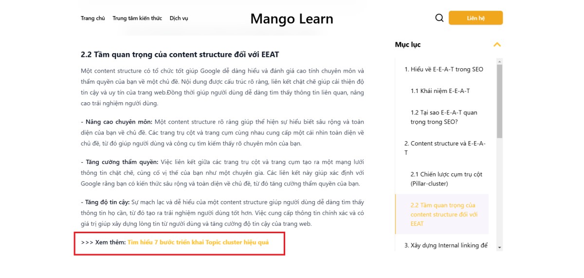Liên kết cũng cần sử dụng từ khóa trong anchor text giúp tăng cường SEO