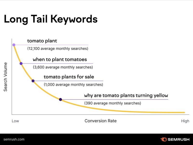 Hình 2: Lựa chọn từ khóa dài giúp tăng tỷ lệ chuyển đổi (Nguồn: Semrush)