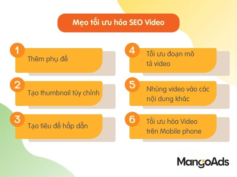 Hình 7 : Mẹo tối ưu hóa SEO Video (Nguồn: MangoAds)