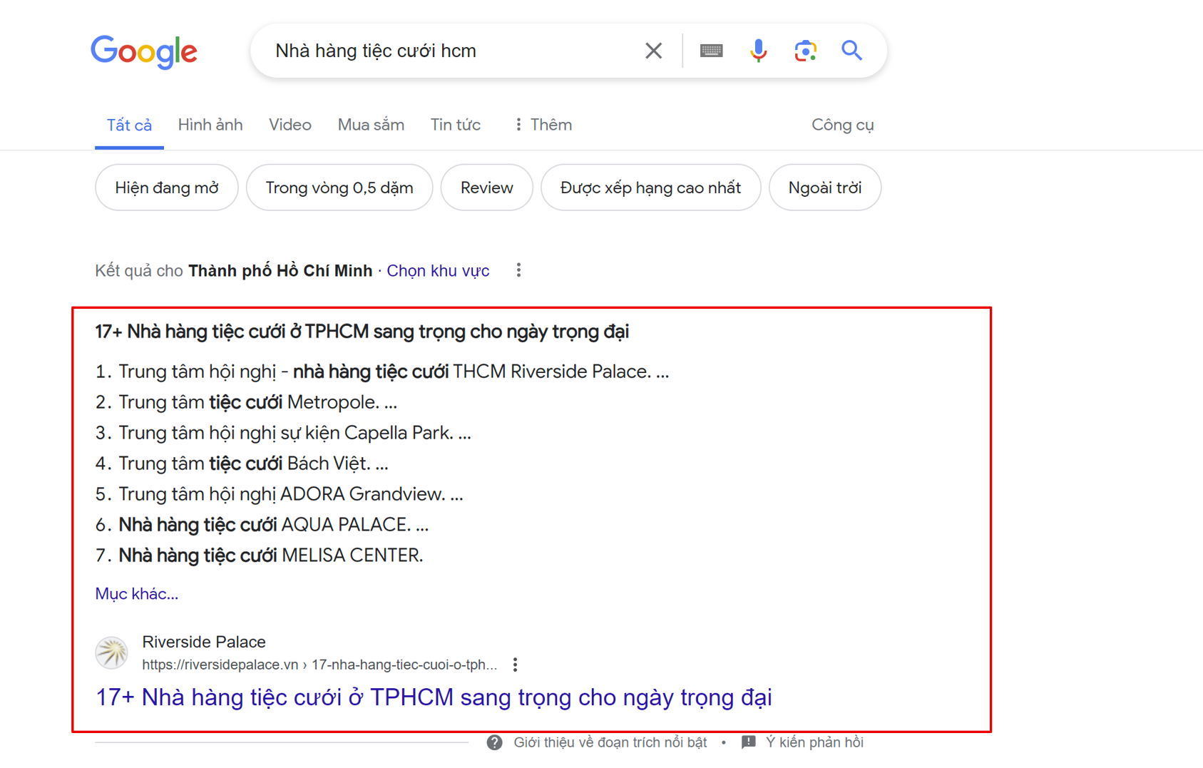 Hình 3: Featured Snippets dạng danh sách. (Nguồn: Cap màn hình bởi MangoAds)