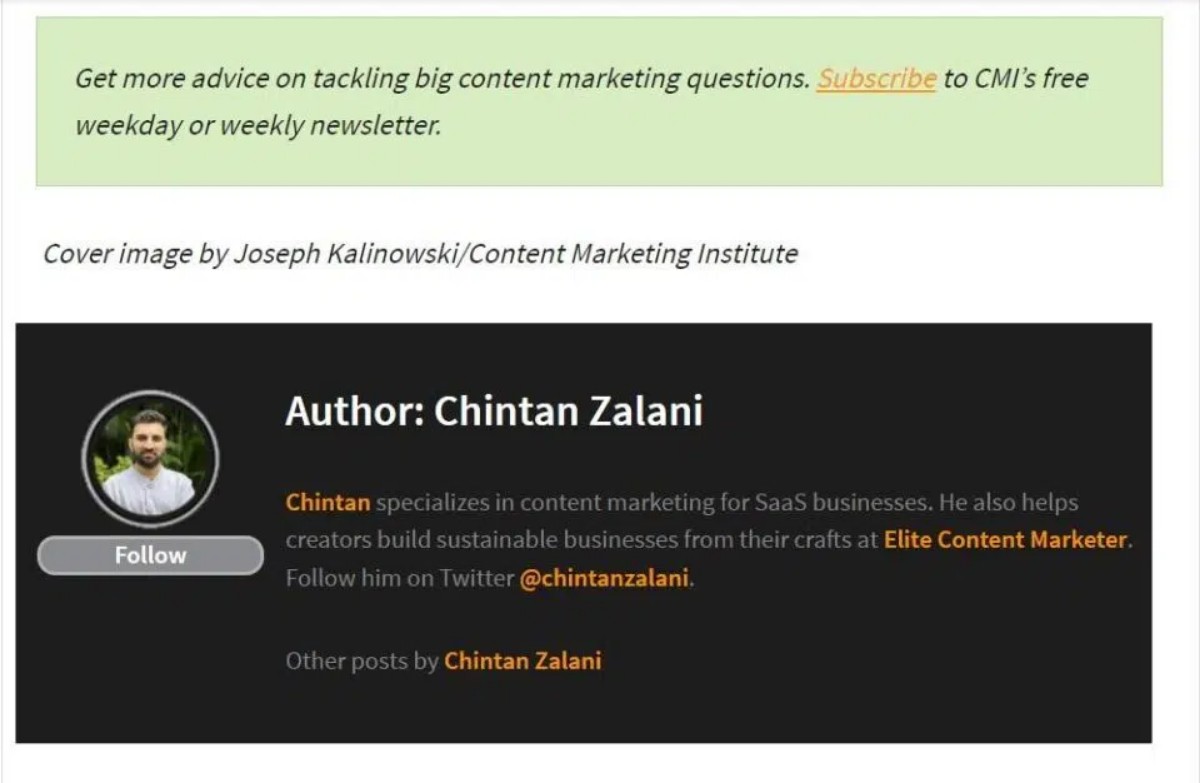 Tác giả một trong những bài đăng khách được xuất bản trên Content Marketing Institute 