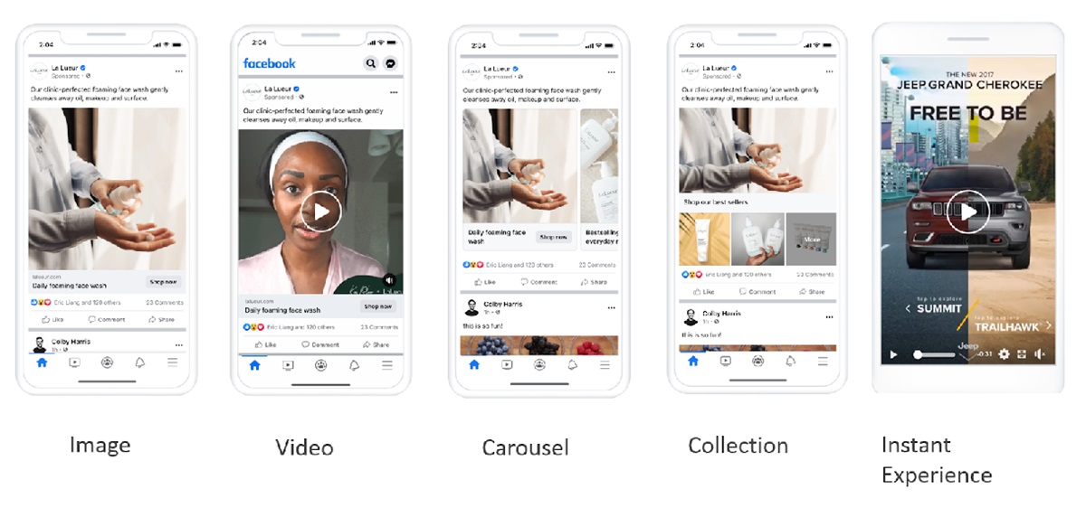 Hình 3: Facebook sử dụng nhiều định dạng quảng cáo phù hợp với từng đối tượng (Nguồn: Internet)