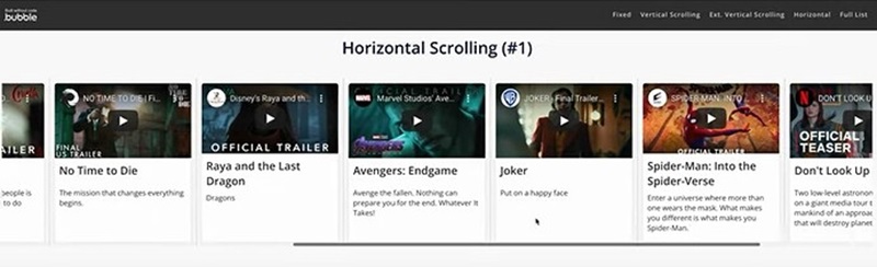 Hình 3: Horizontal Scrolling  (Nguồn: forum.bubble.io)