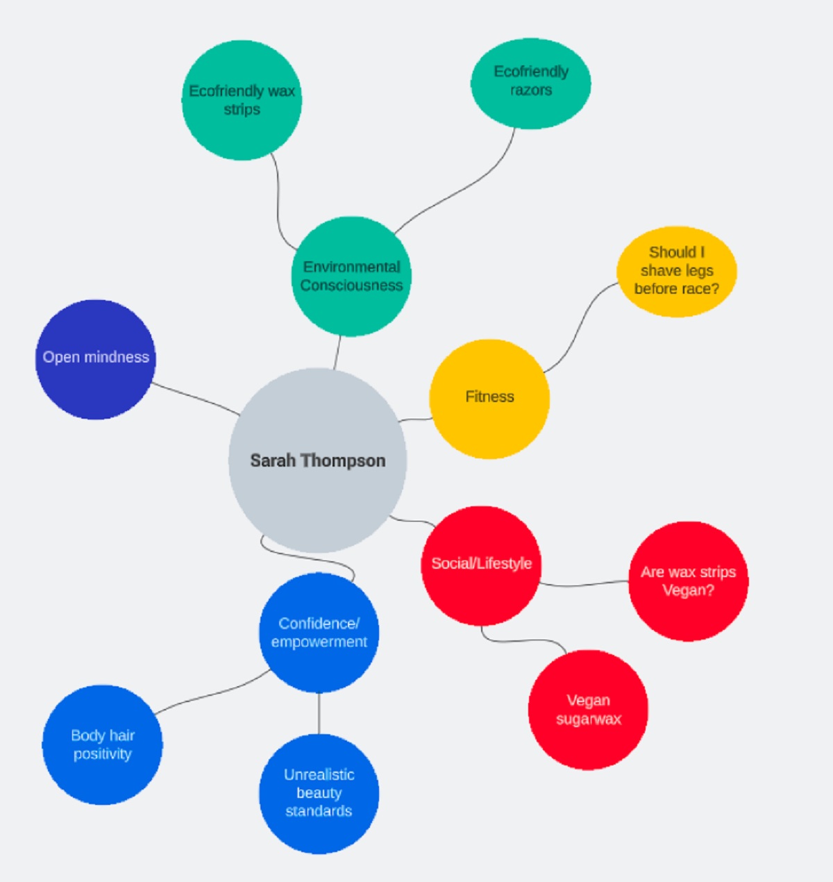 Hình 4: Sơ đồ tư duy về chân dung khách hàng Sarah Thompson (Nguồn: Internet)