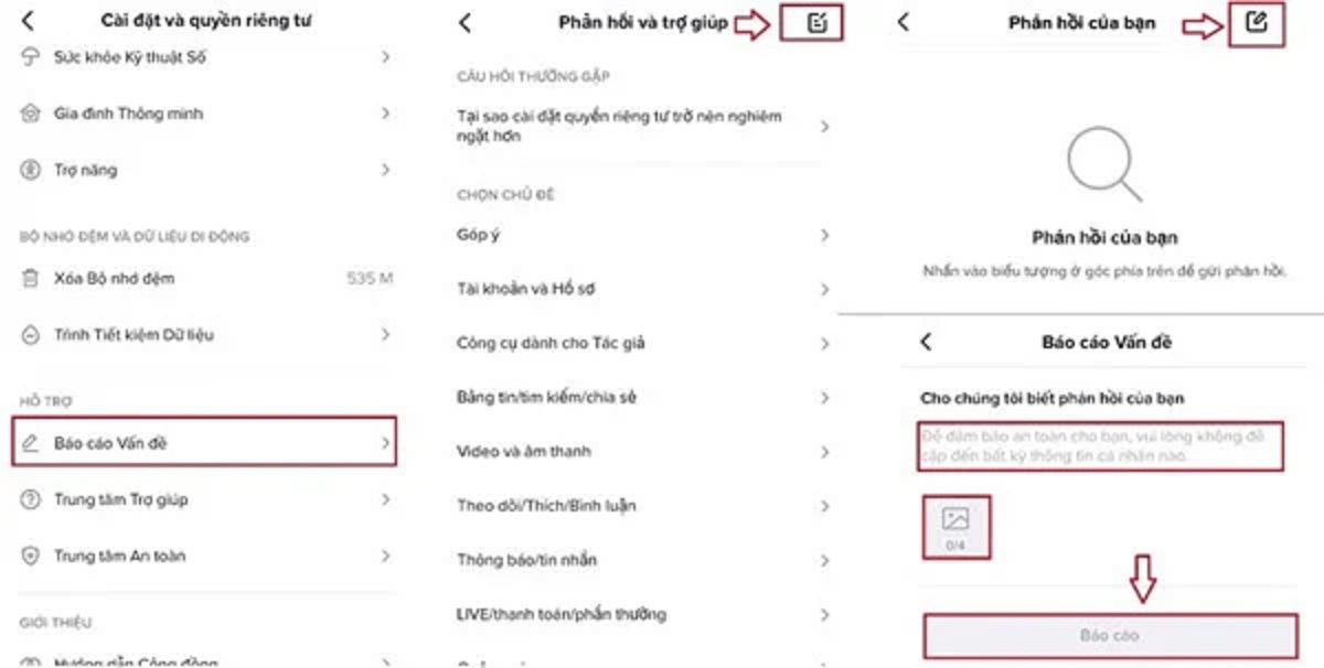 Hình 7: Các bước viết đơn khiếu nại để TikTok gỡ bỏ vi phạm tiêu chuẩn cộng đồng (Nguồn: Internet)