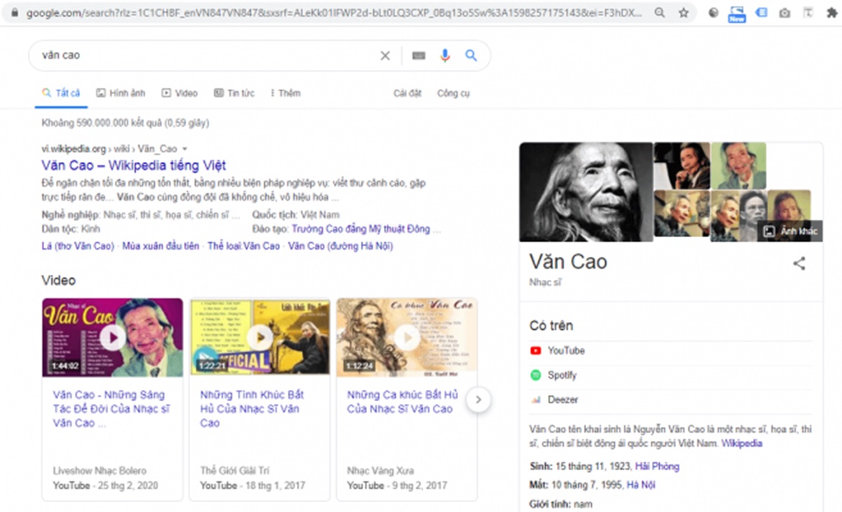 Hình 1: Minh họa kết quả tìm kiếm theo tên người