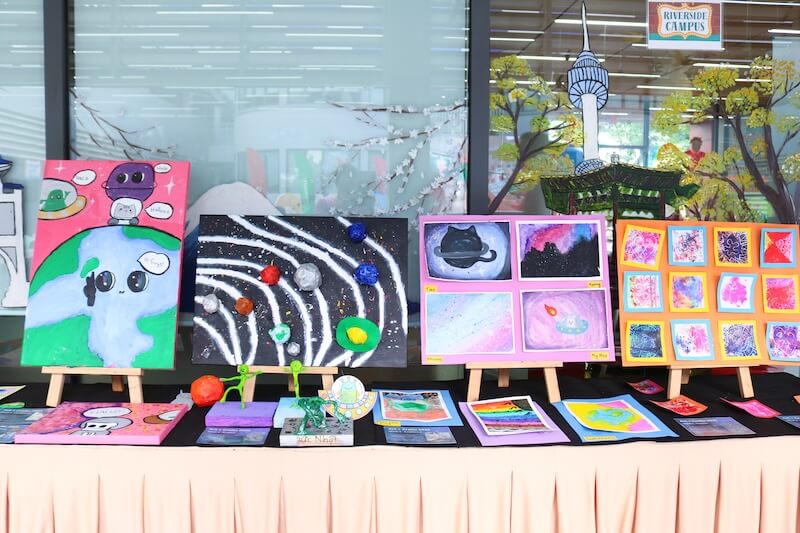 Student artworks inspired by the space theme