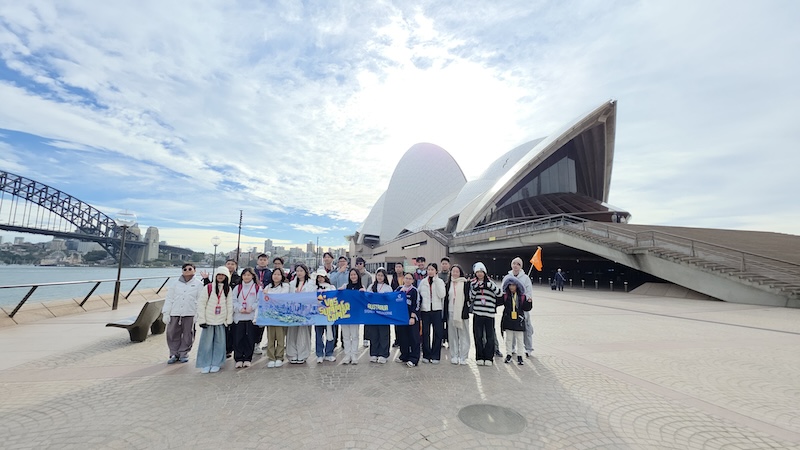 Summer Camp 2025 participants in Australia checking in at the iconic Sydney Opera House