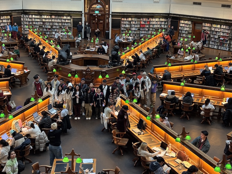 Campers studying at the State Library of Victoria in Melbourne